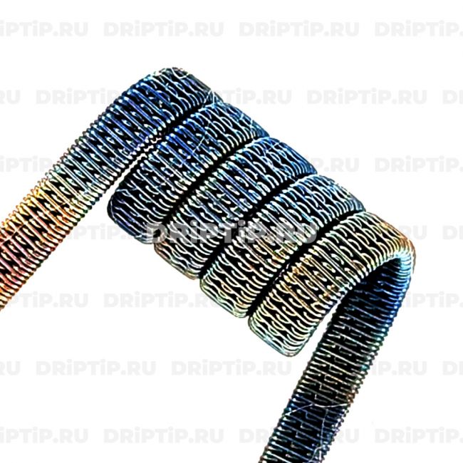 Комплектующие / Triple Staggered Fused Clapton 3*0.38К +0.12 NiCr, 3 мм, 5 витков, 0.13-0.14 ом Плата